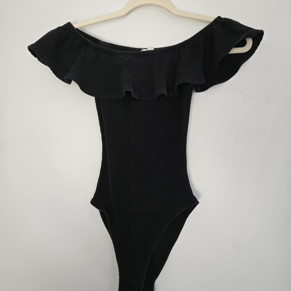 Ardene Black Ruffled Bodysuit